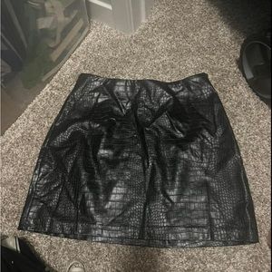 Black croc skin mini skirt